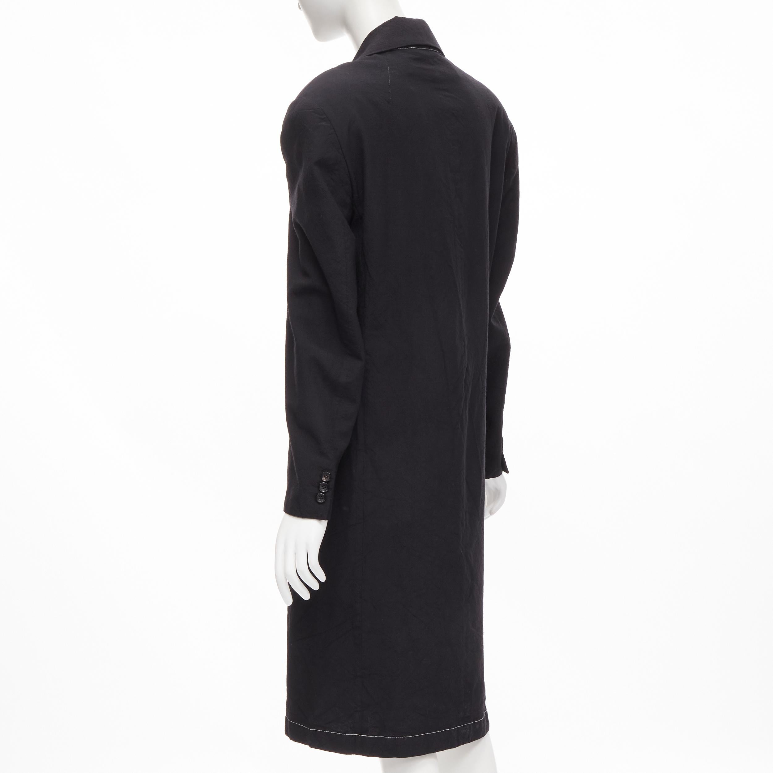vintage JUNYA WATANABE 1994 black wool shoulder padded layered coat dress S For Sale 2