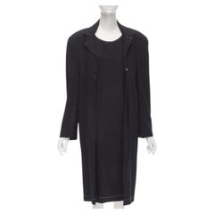vintage JUNYA WATANABE 1994 black wool shoulder padded layered coat dress S