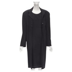 vintage JUNYA WATANABE 1994 black wool shoulder padded layered coat dress S