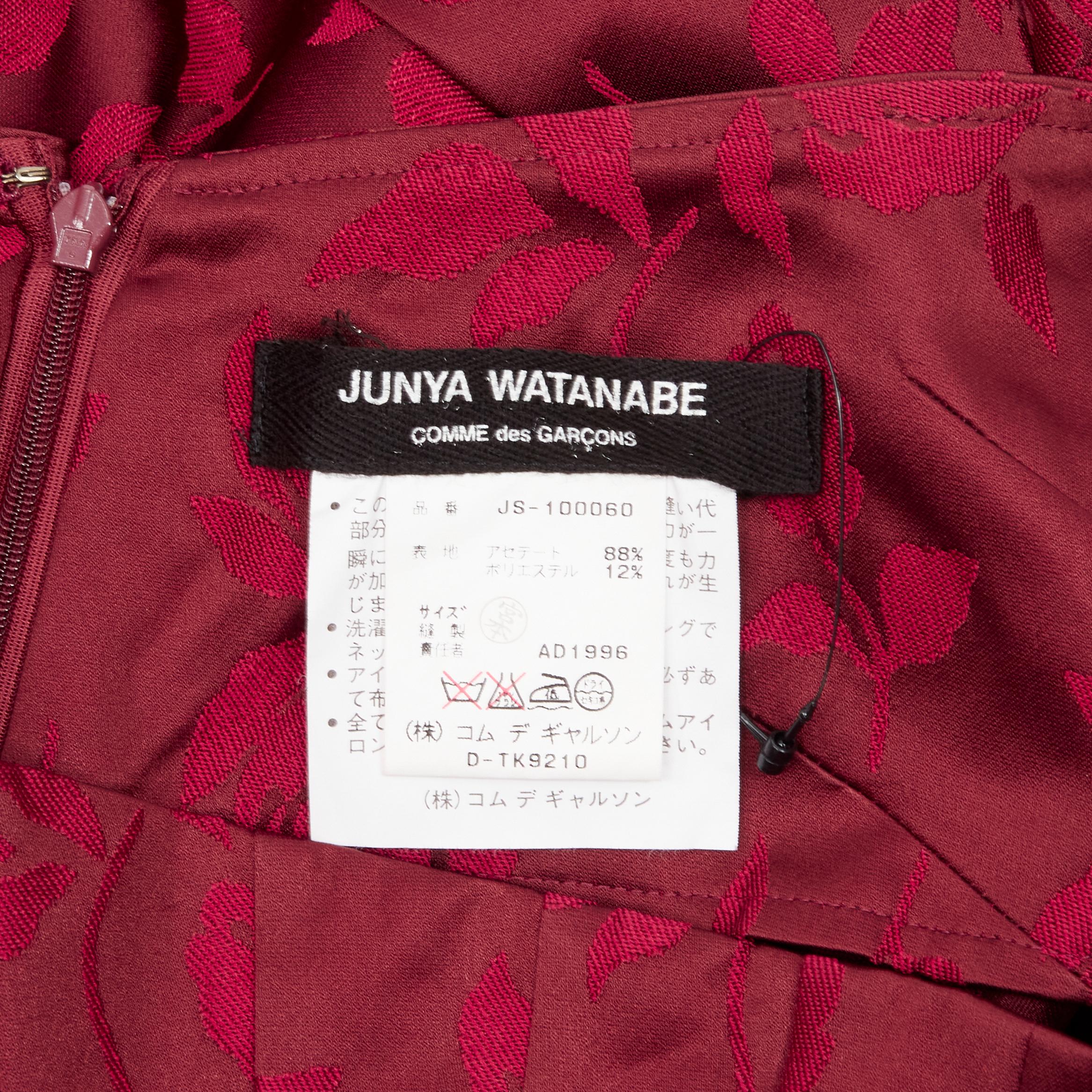 vintage JUNYA WATANABE 1996 red floral jacquard contour panel bustle skirt S 5