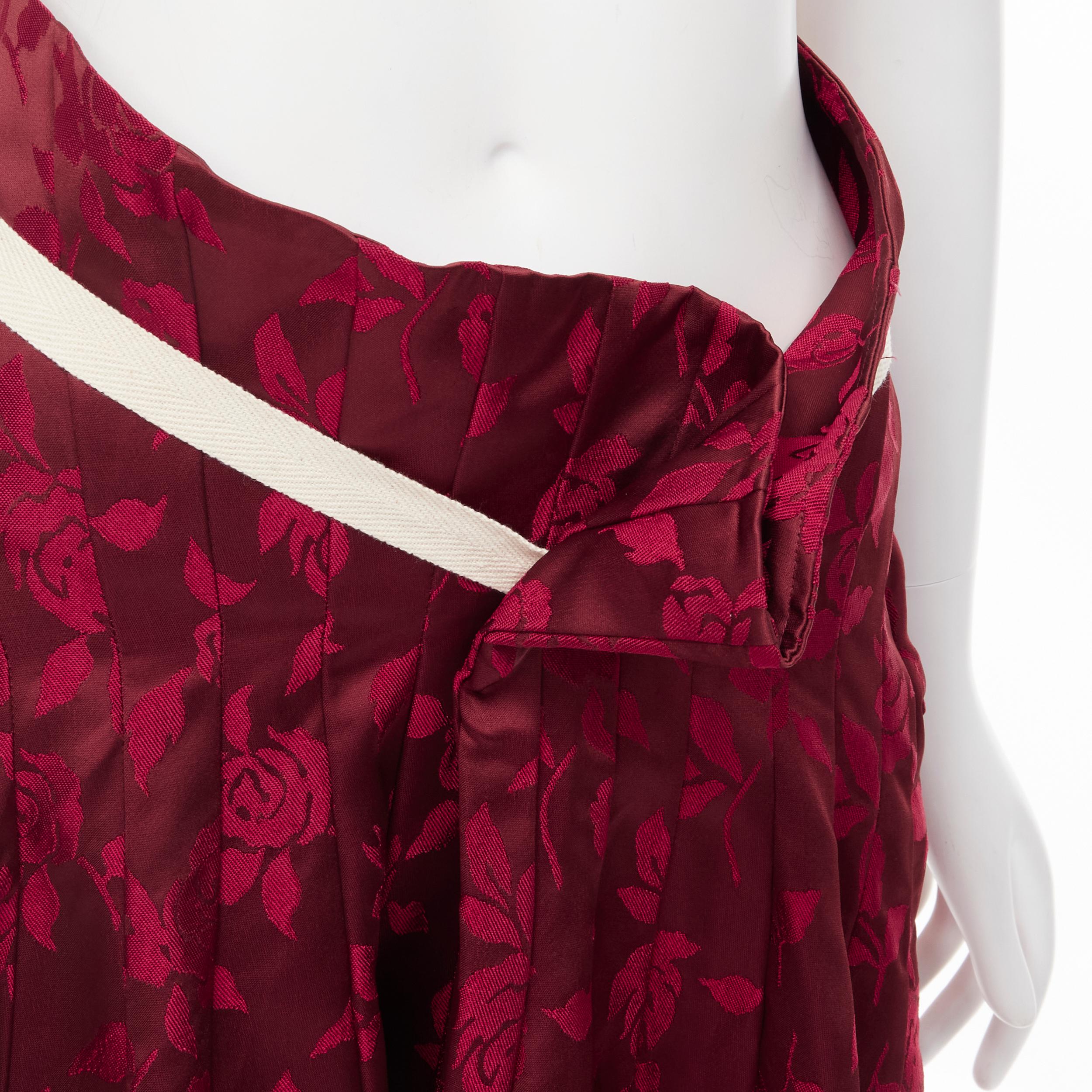 vintage JUNYA WATANABE 1996 red floral jacquard contour panel bustle skirt S 2