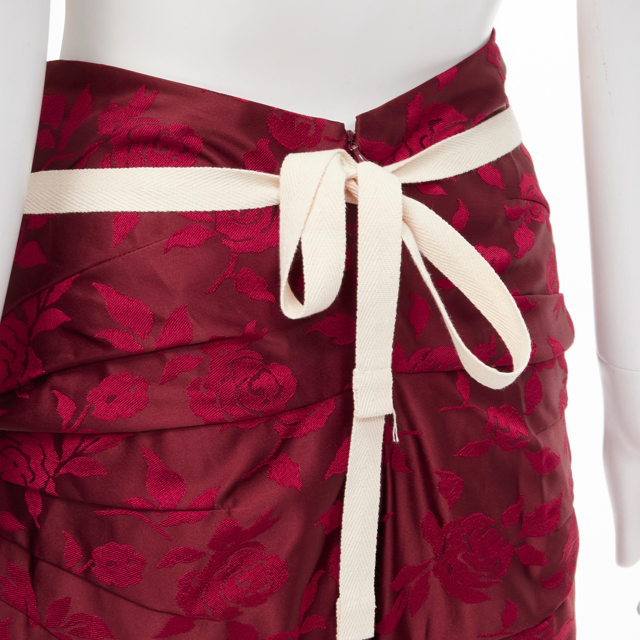 vintage JUNYA WATANABE 1996 red floral jacquard contour panel bustle skirt S 4