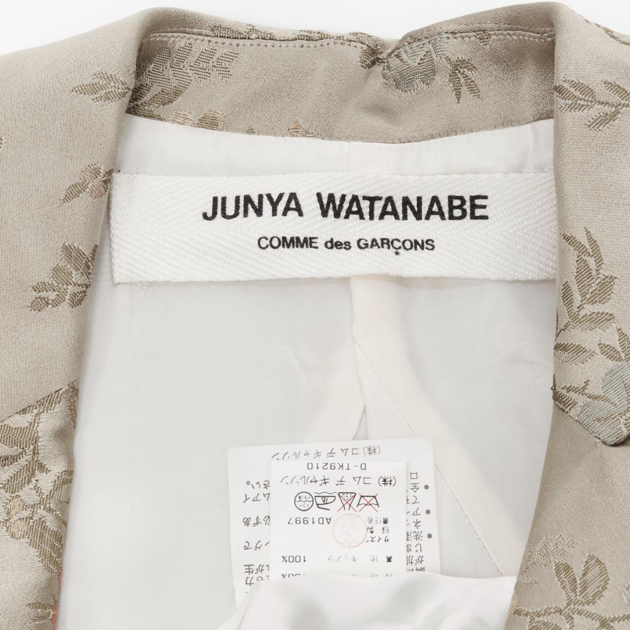 vintage JUNYA WATANABE 1997 green oriental floral jacquard irregular dress M For Sale 9