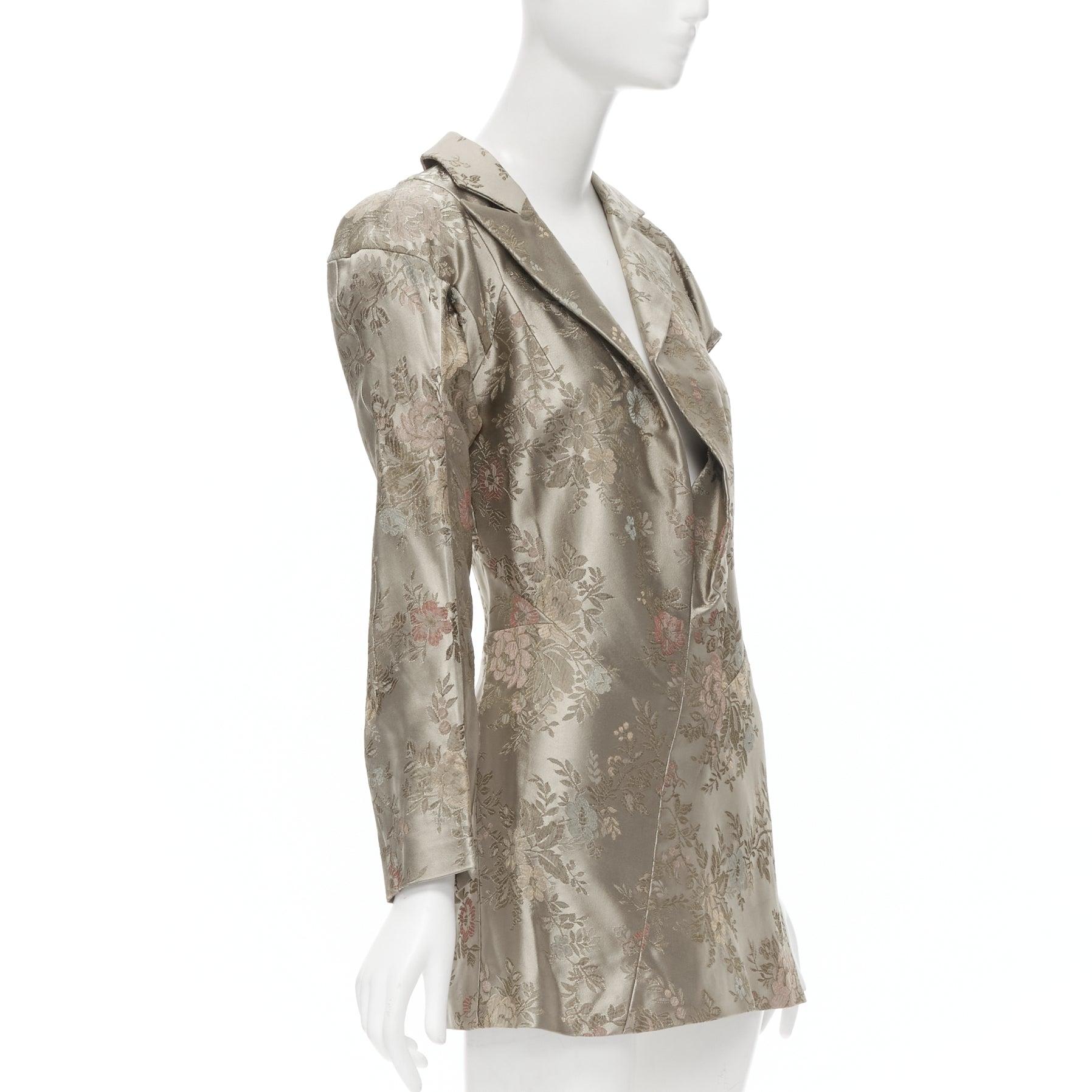 Gray vintage JUNYA WATANABE 1997 green oriental floral jacquard irregular dress M