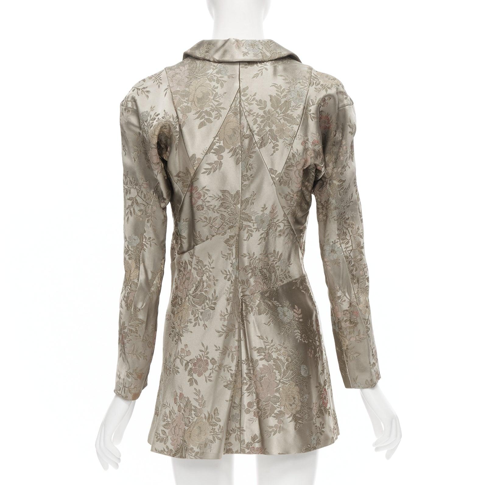 Women's vintage JUNYA WATANABE 1997 green oriental floral jacquard irregular dress M