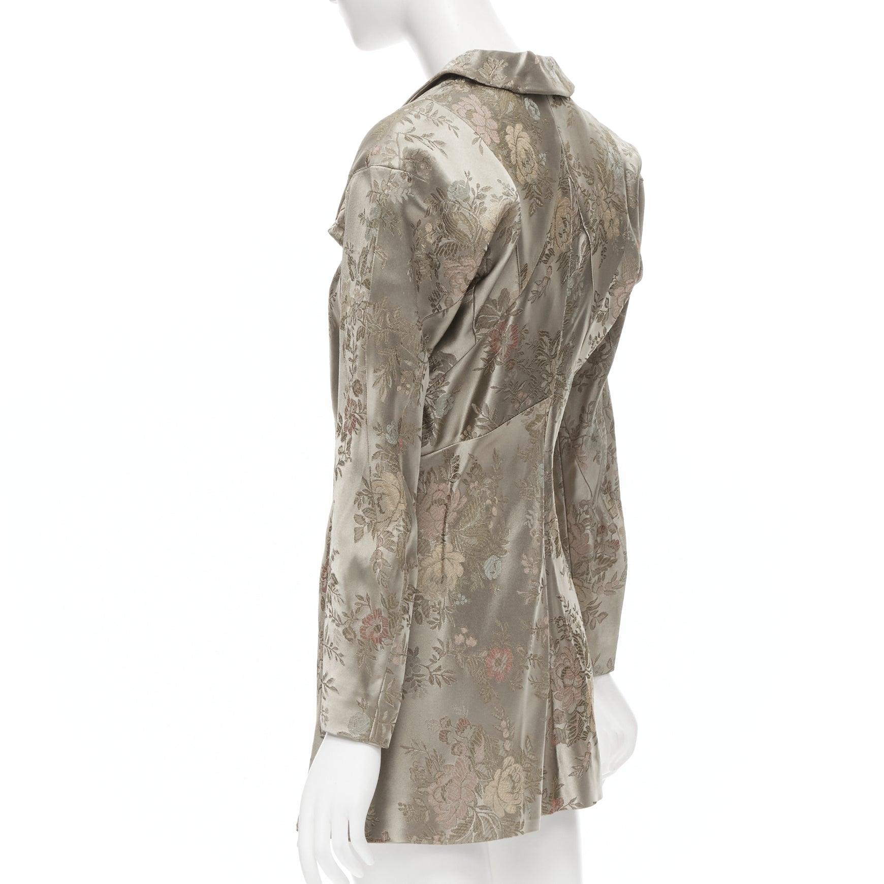 vintage JUNYA WATANABE 1997 green oriental floral jacquard irregular dress M 1