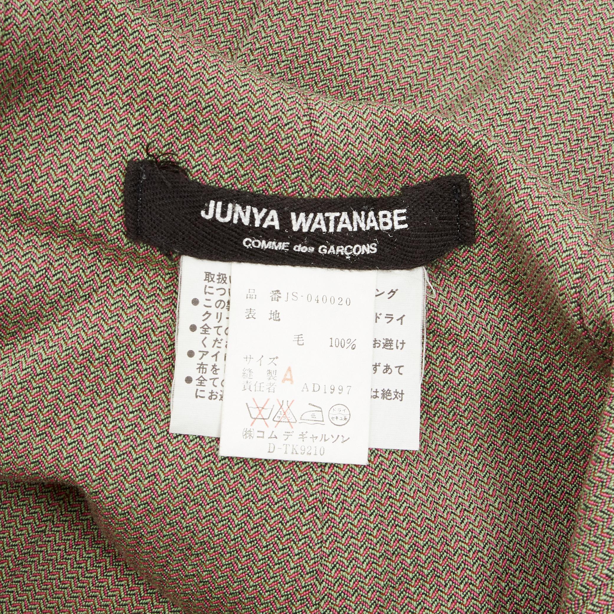vintage JUNYA WATANABE 1997 wool green red deconstructed asymmetric mini skirt M For Sale 4