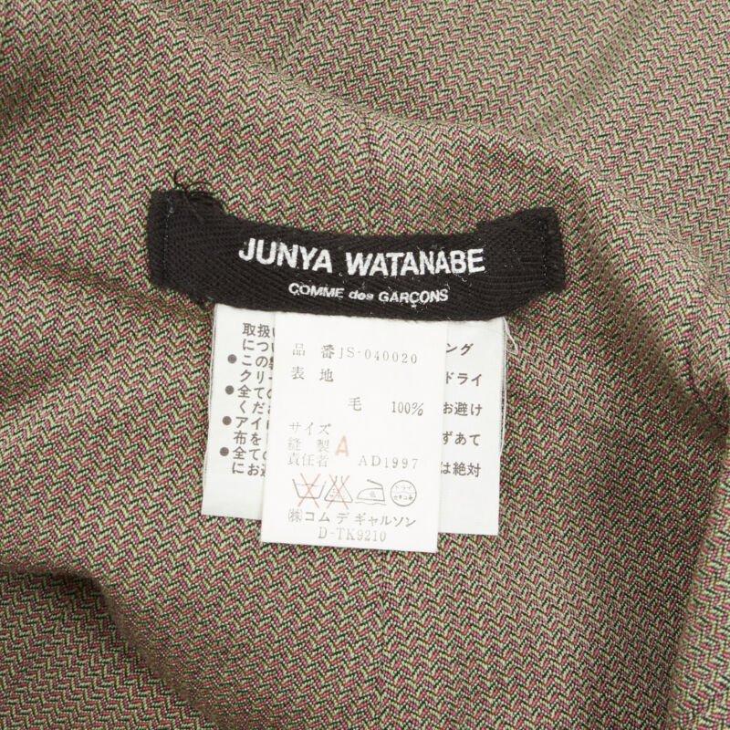 vintage JUNYA WATANABE 1997 wool green red deconstructed asymmetric mini skirt M For Sale 5