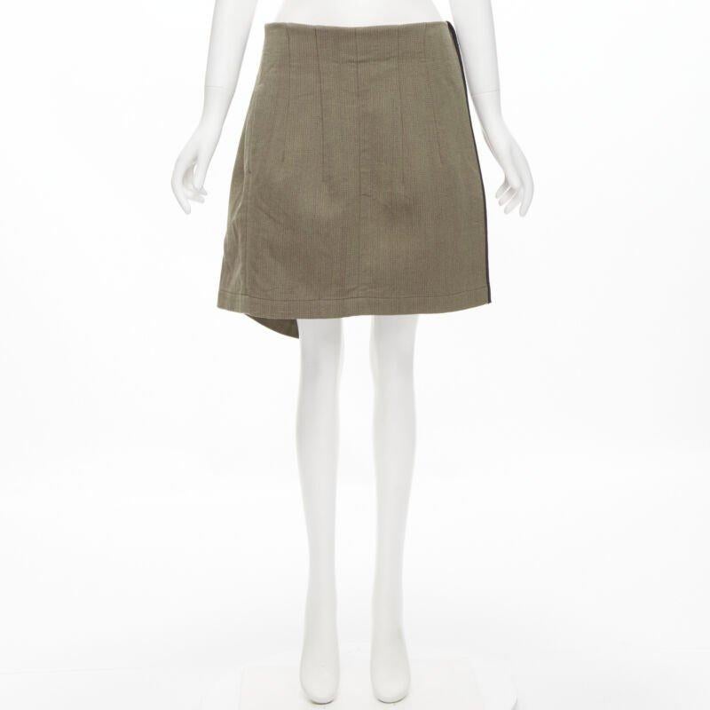 vintage JUNYA WATANABE 1997 wool green red deconstructed asymmetric mini skirt M For Sale 6