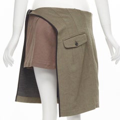 vintage JUNYA WATANABE 1997 wool green red deconstructed asymmetric mini skirt M