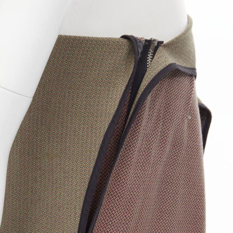 vintage JUNYA WATANABE 1997 wool green red deconstructed asymmetric mini skirt M
Reference: CRTI/A00311
Brand: Junya Watanabe
Designer: Junya Watanabe
Collection: 1997
Material: Wool
Color: Green, Red
Pattern: Solid
Closure: Zip
Extra Details: Green