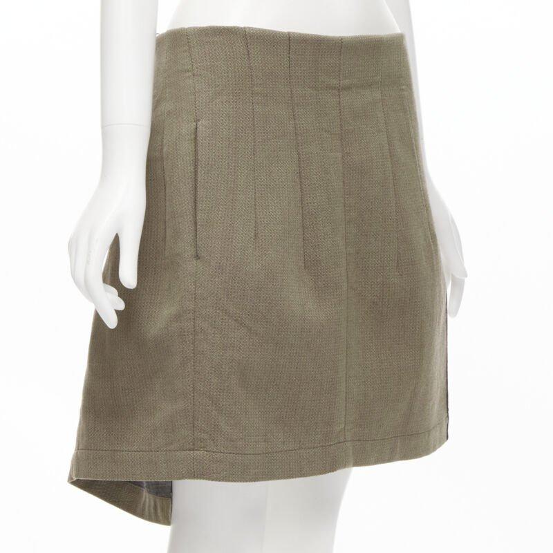 vintage JUNYA WATANABE 1997 wool green red deconstructed asymmetric mini skirt M In Excellent Condition For Sale In Hong Kong, NT