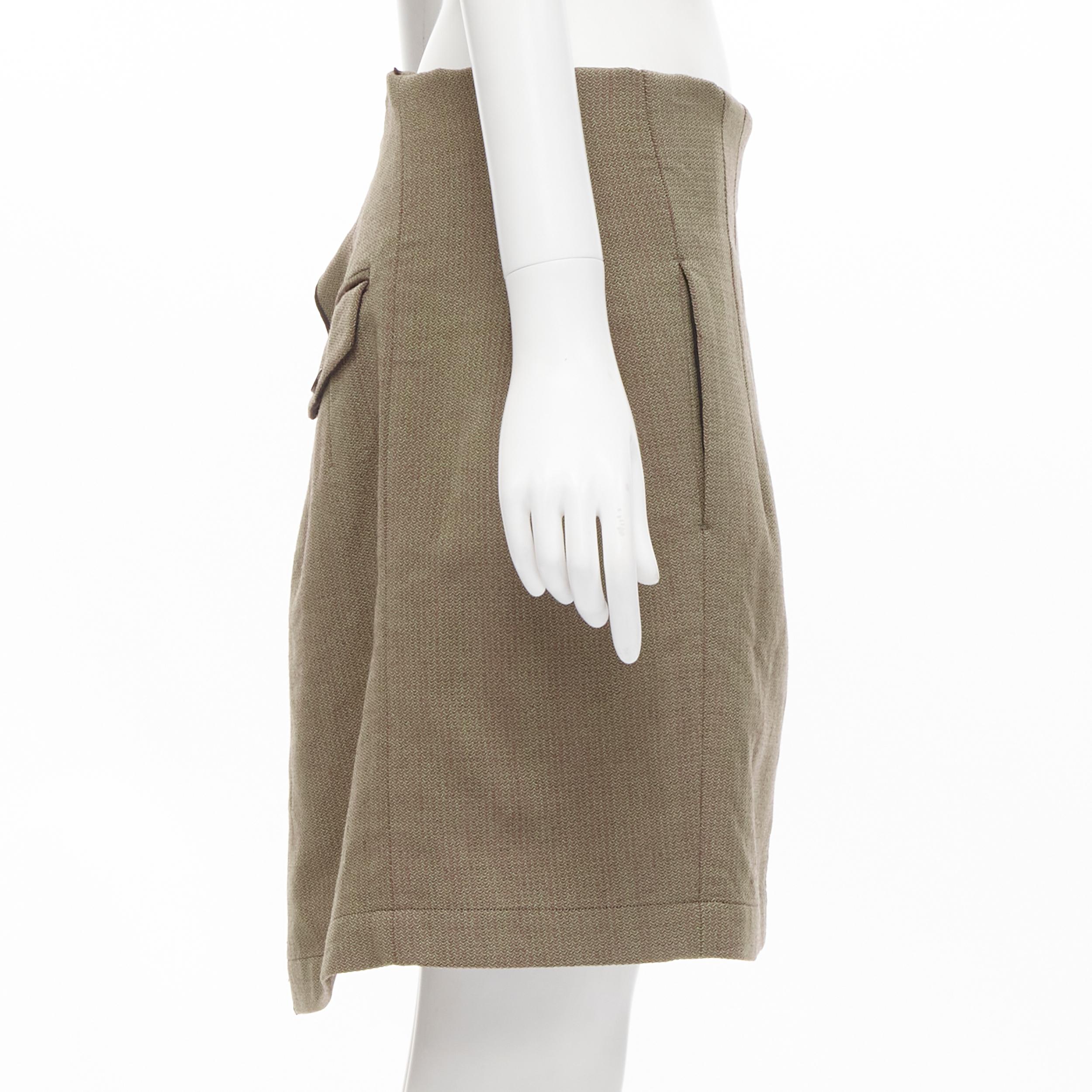 vintage JUNYA WATANABE 1997 wool green red deconstructed asymmetric mini skirt M In Excellent Condition For Sale In Hong Kong, NT