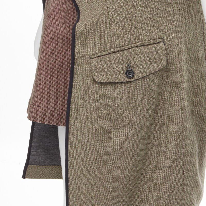 vintage JUNYA WATANABE 1997 wool green red deconstructed asymmetric mini skirt M For Sale 3