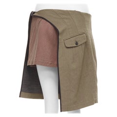 vintage JUNYA WATANABE 1997 wool green red deconstructed asymmetric mini skirt M