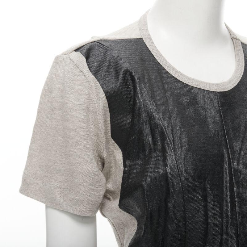 Pull vintage JUNYA WATANABE 1998 en lin gris laqué noir sur le devant S en vente 1