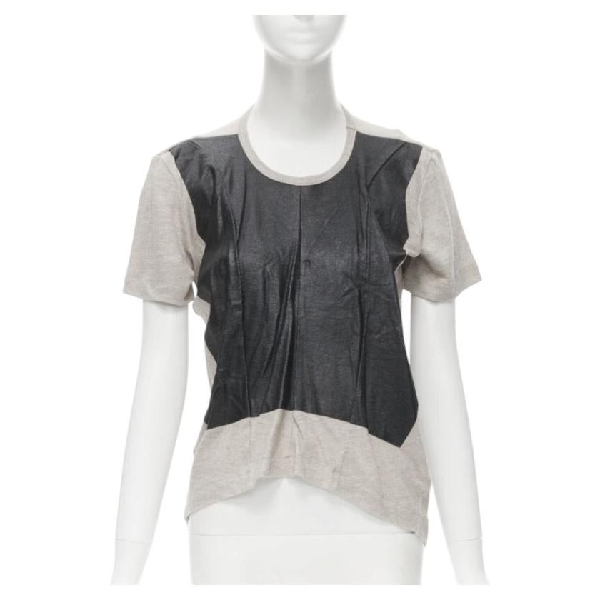 Pull vintage JUNYA WATANABE 1998 en lin gris laqué noir sur le devant S