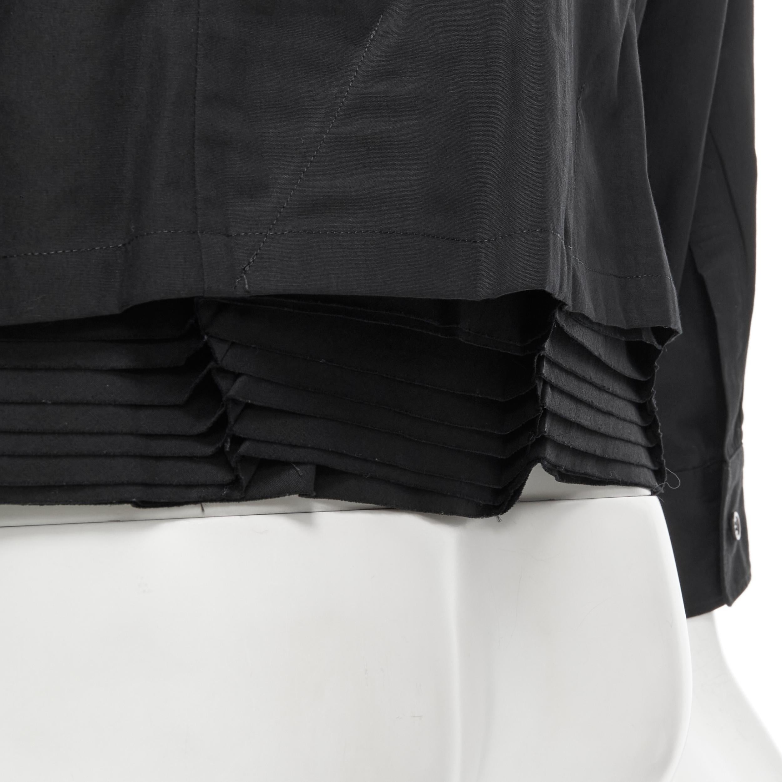 camicia vintage JUNYA WATANabe 2000 in cotone nero con orlo a pieghe e bottoni  M 5