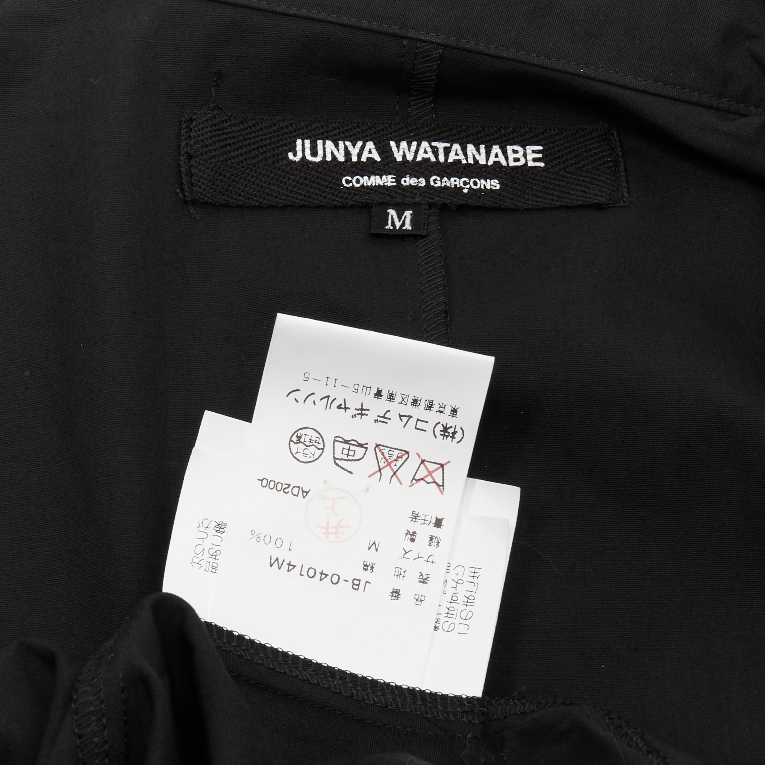 camicia vintage JUNYA WATANabe 2000 in cotone nero con orlo a pieghe e bottoni  M 6