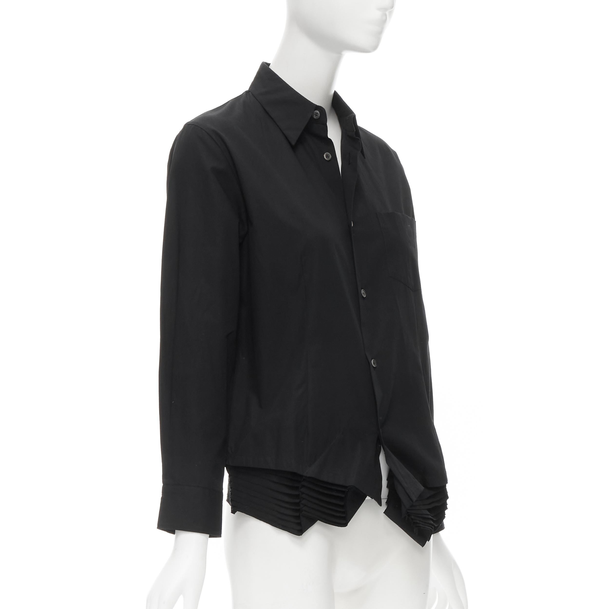 Nero camicia vintage JUNYA WATANabe 2000 in cotone nero con orlo a pieghe e bottoni  M