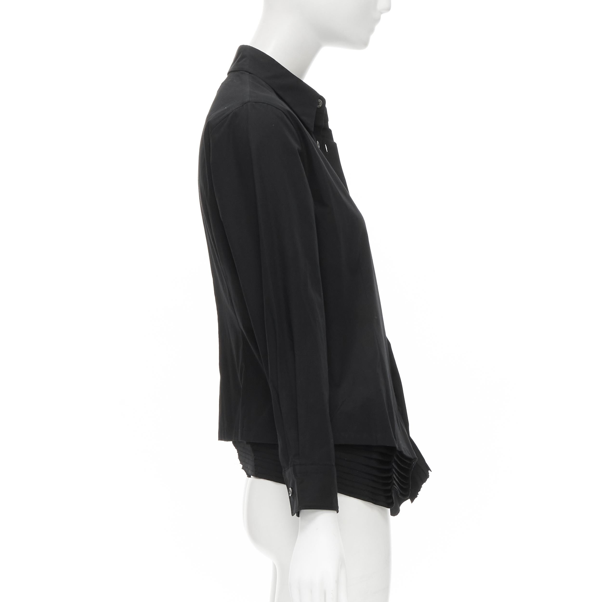 camicia vintage JUNYA WATANabe 2000 in cotone nero con orlo a pieghe e bottoni  M In condizioni ottime a Hong Kong, NT