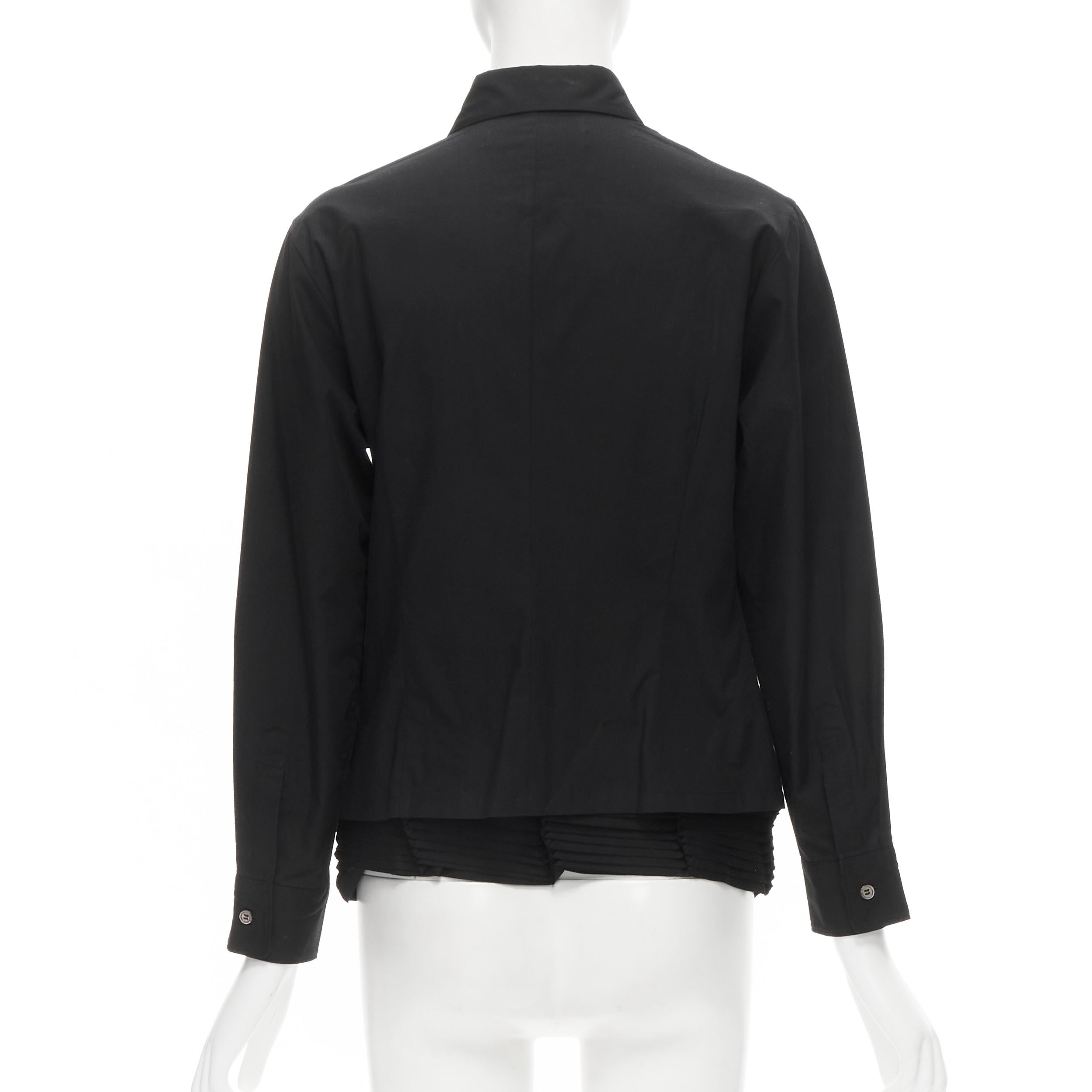 Donna camicia vintage JUNYA WATANabe 2000 in cotone nero con orlo a pieghe e bottoni  M