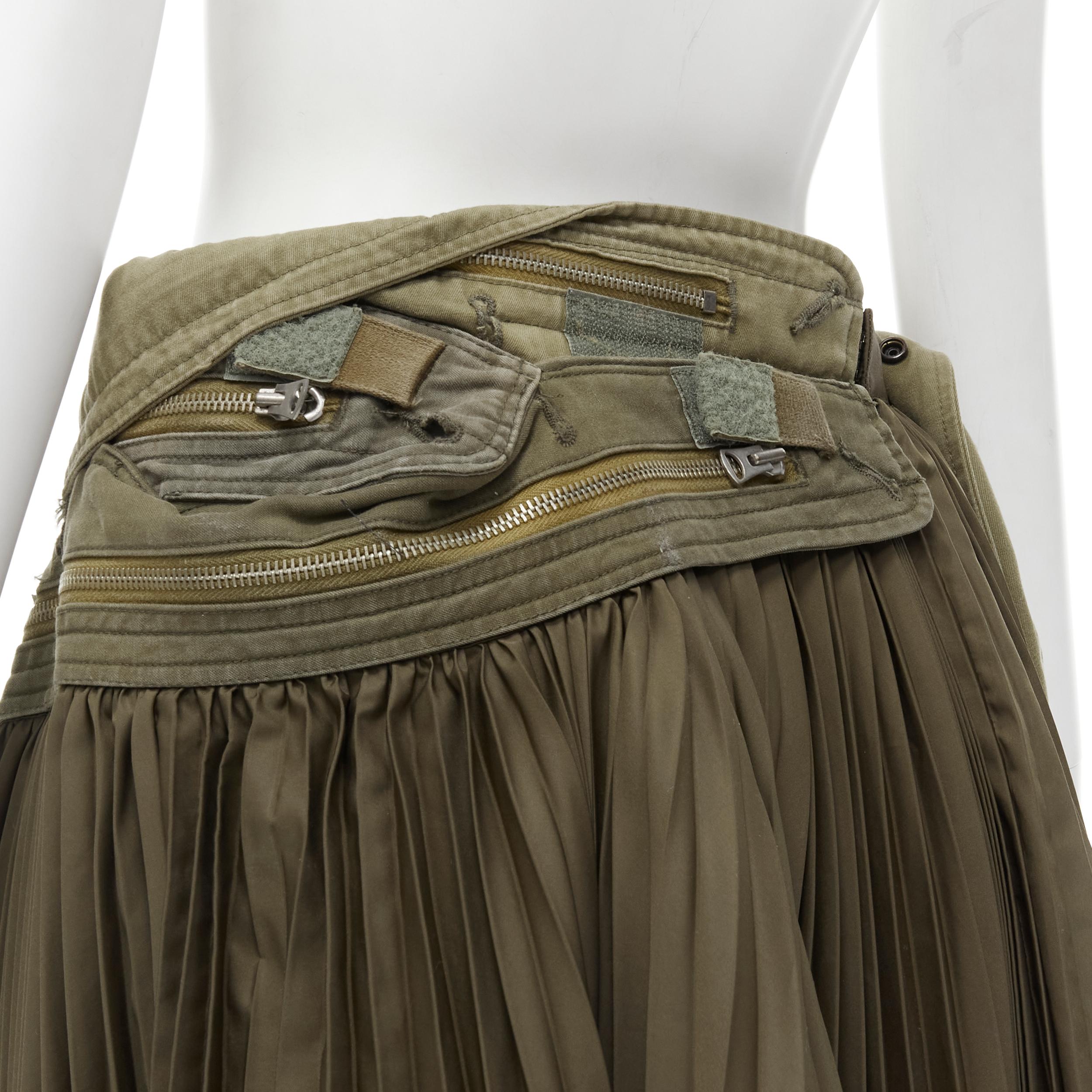 vintage JUNYA WATANABE 2006 military green deconstructed zipper pleated skirt  S In Excellent Condition In Hong Kong, NT