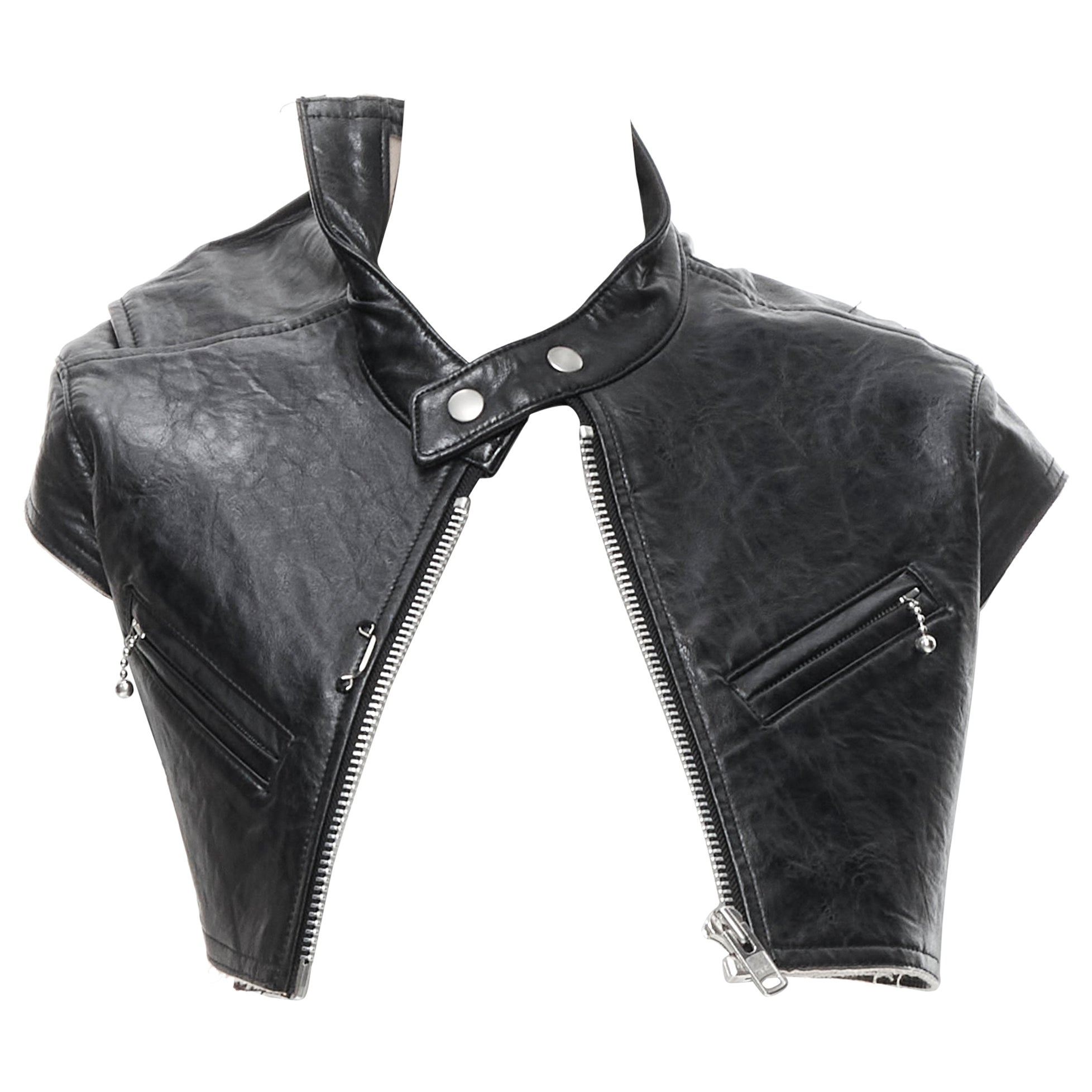 vintage JUNYA WATANABE 2007 black coated cotton deconstructed cropped biker XS