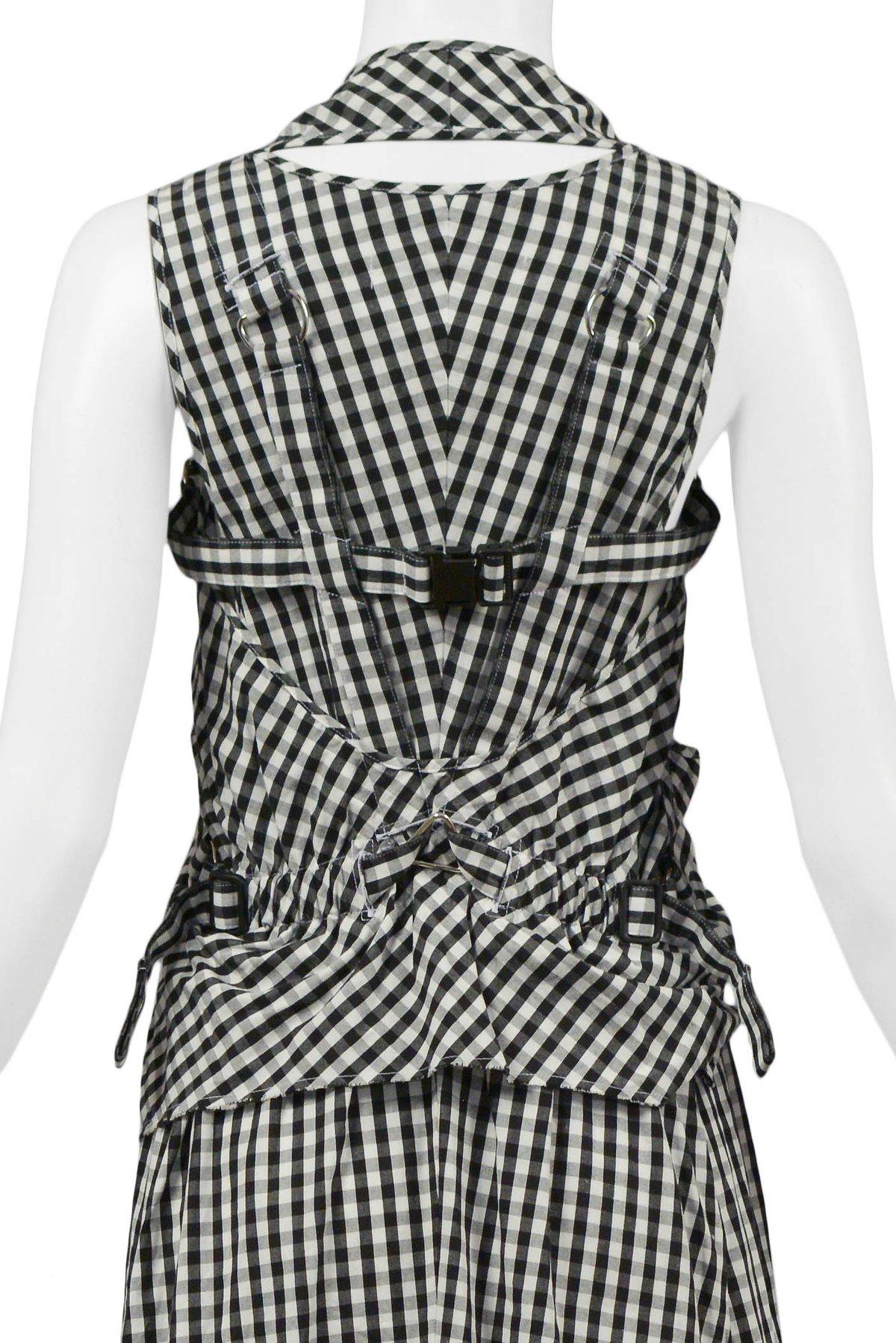 Vintage Junya Watanabe Black & White Gingham Parachute Dress 2003 In Excellent Condition For Sale In Los Angeles, CA