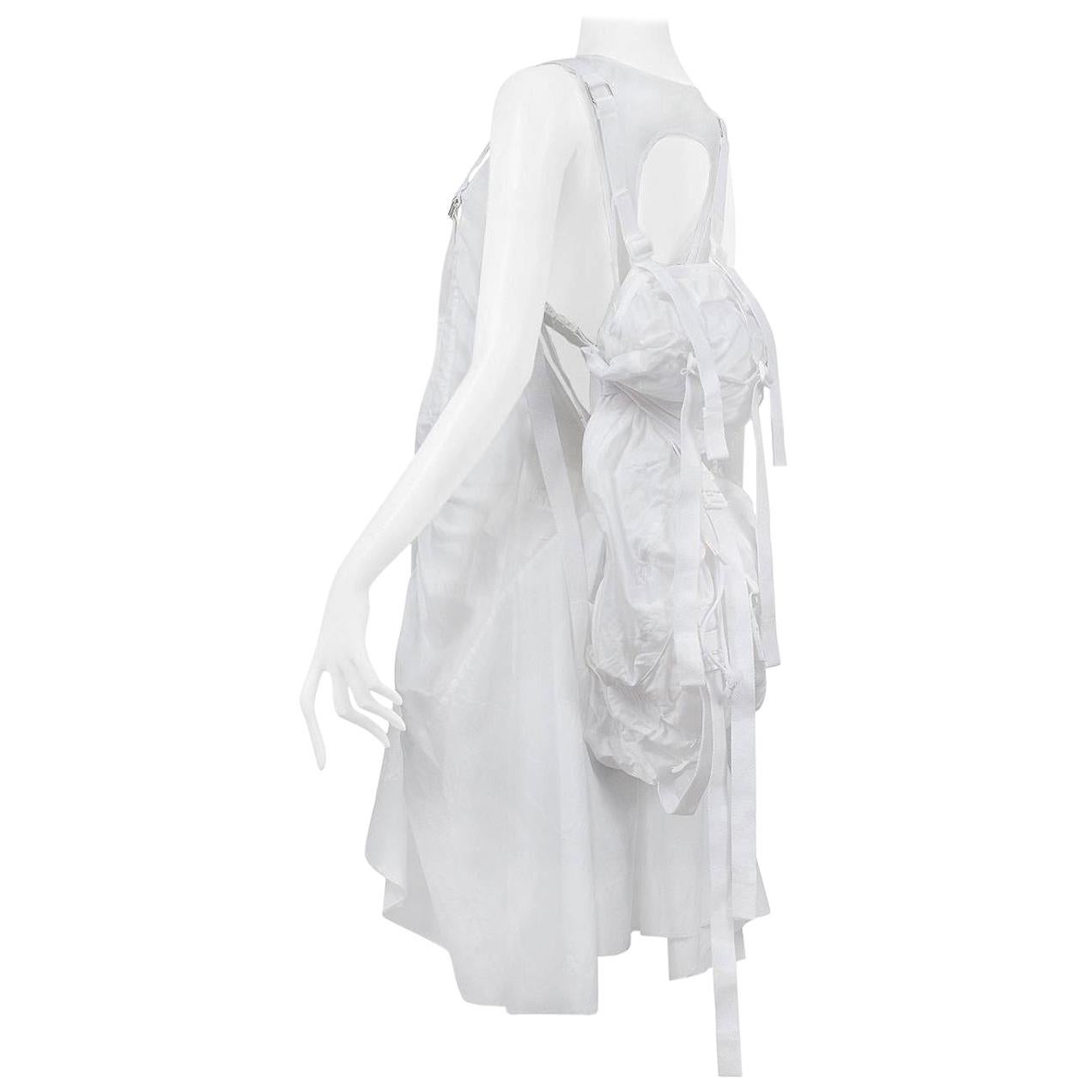 Vintage Junya Watanabe White Parachute Backpack Dress 2003