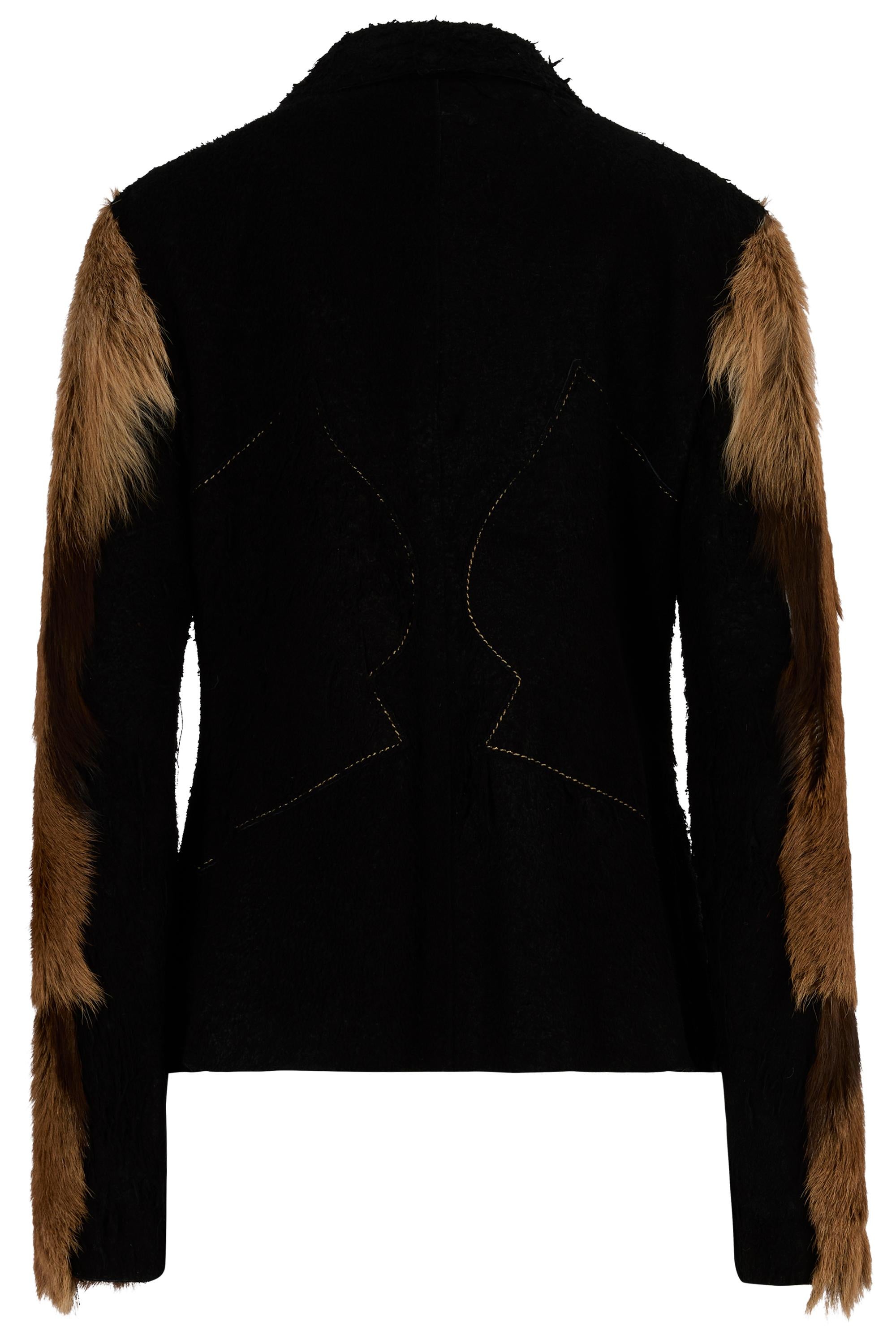 Vintage Just Cavalli 2001 Veste en cuir, daim, poils de poney et cheveux en détresse Excellent état - En vente à London, GB