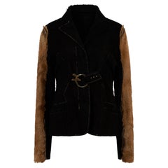Vintage Just Cavalli 2001 Leather Suede Distressed & Pony Hair Jacket