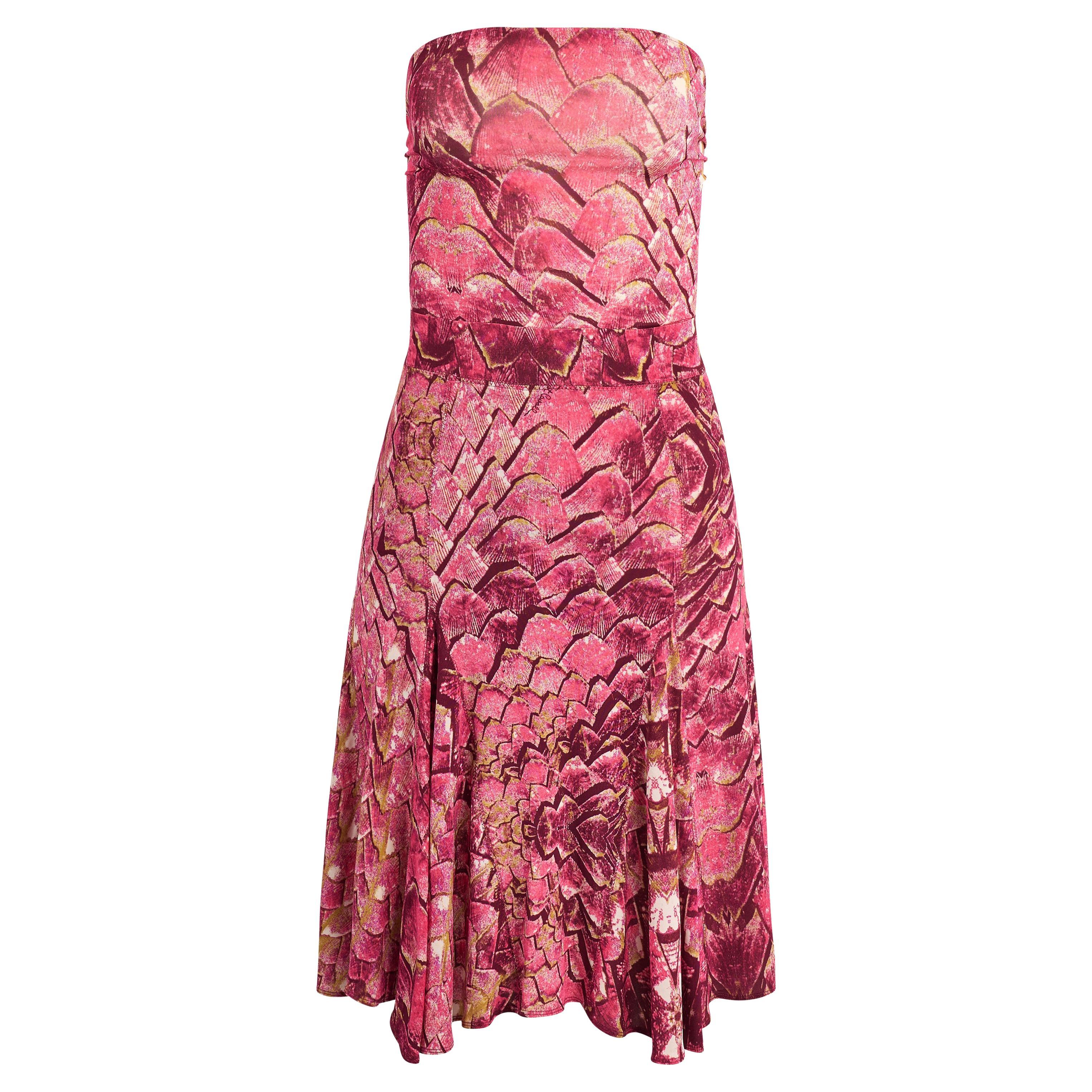 Conjunto Vintage Just Cavalli S/S 2007 Falda Rosa Estampado Animal en venta