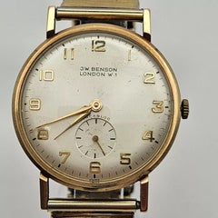 Vintage JW Benson London W1 9ct Gold Herren-Armbanduhr 17 Jewels