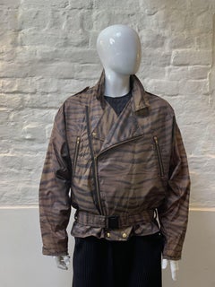 Vintage K-Way Tiger Print Pac-a-Mac Biker Jacket