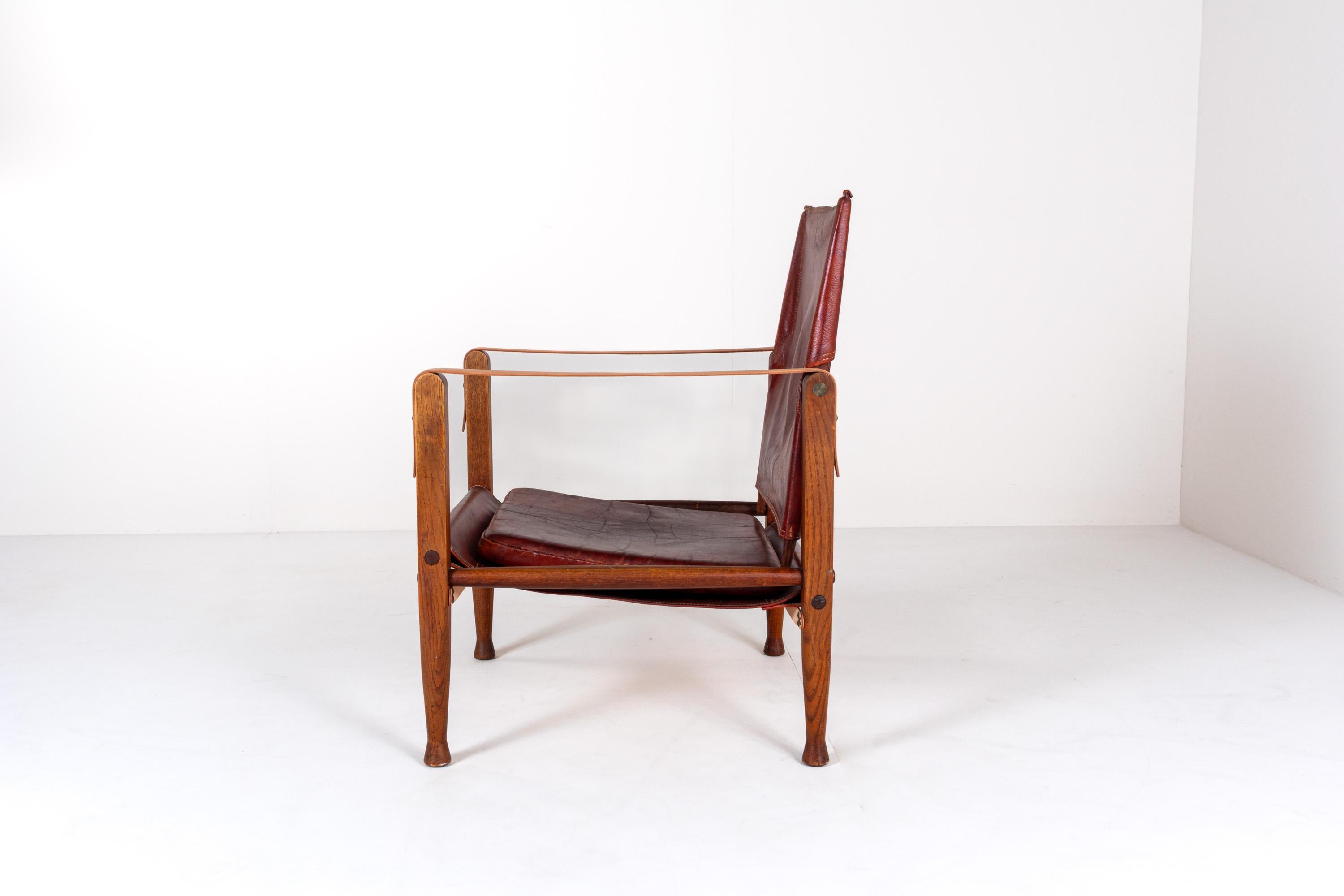 Vintage Kaare Klint for Rud Rasmussen KK47000 Safari Chair in Leather, Denmark For Sale 5