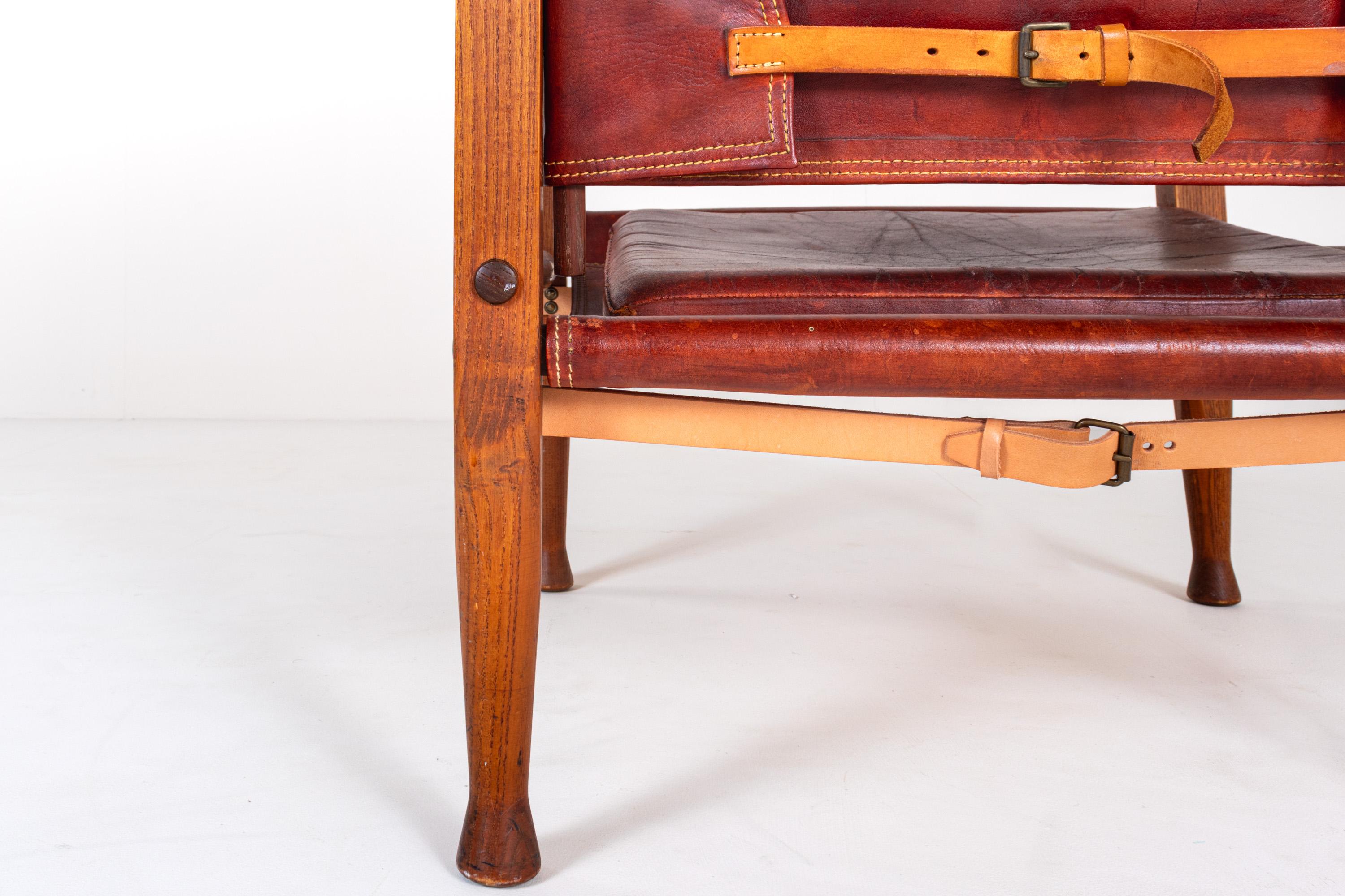 Vintage Kaare Klint for Rud Rasmussen KK47000 Safari Chair in Leather, Denmark For Sale 3