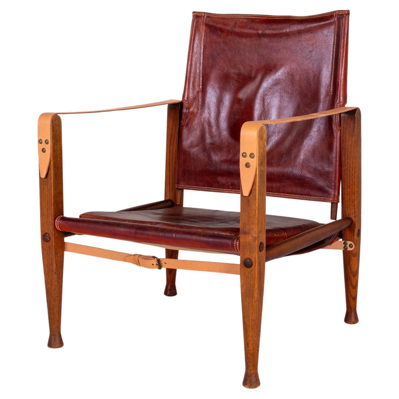 Vintage Kaare Klint for Rud Rasmussen KK47000 Safari Chair in Leather, Denmark For Sale