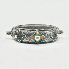 Vintage Kabylie Berber Enamel and Silver Bracelet, Algeria