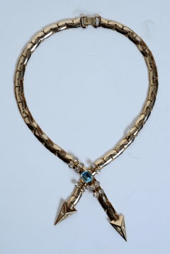 Vintage "KAFIN of NY" Necklace and Matching Bracelet Herringbone with Crystals