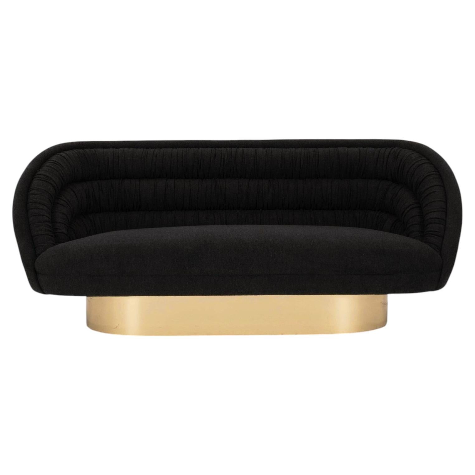 Vintage Kagan Charcoal Cashmere Crescent Sofa For Sale