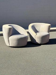 Vintage Kagan Style ‘Nautilus’ Swivel Lounges - a Pair