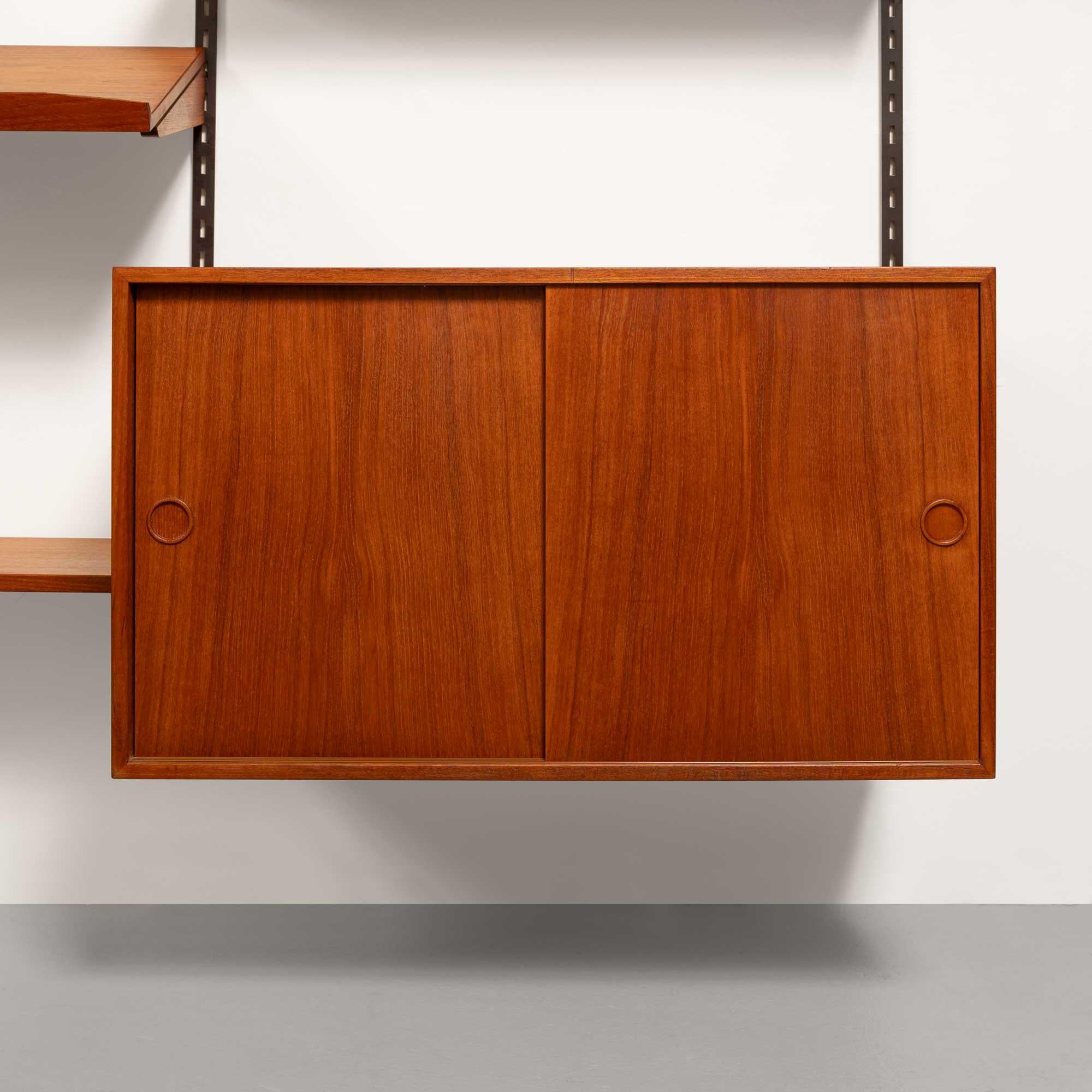 Mid-Century Modern Vintage Kai Kristansen Teak Wall System w/Glass Cabinet