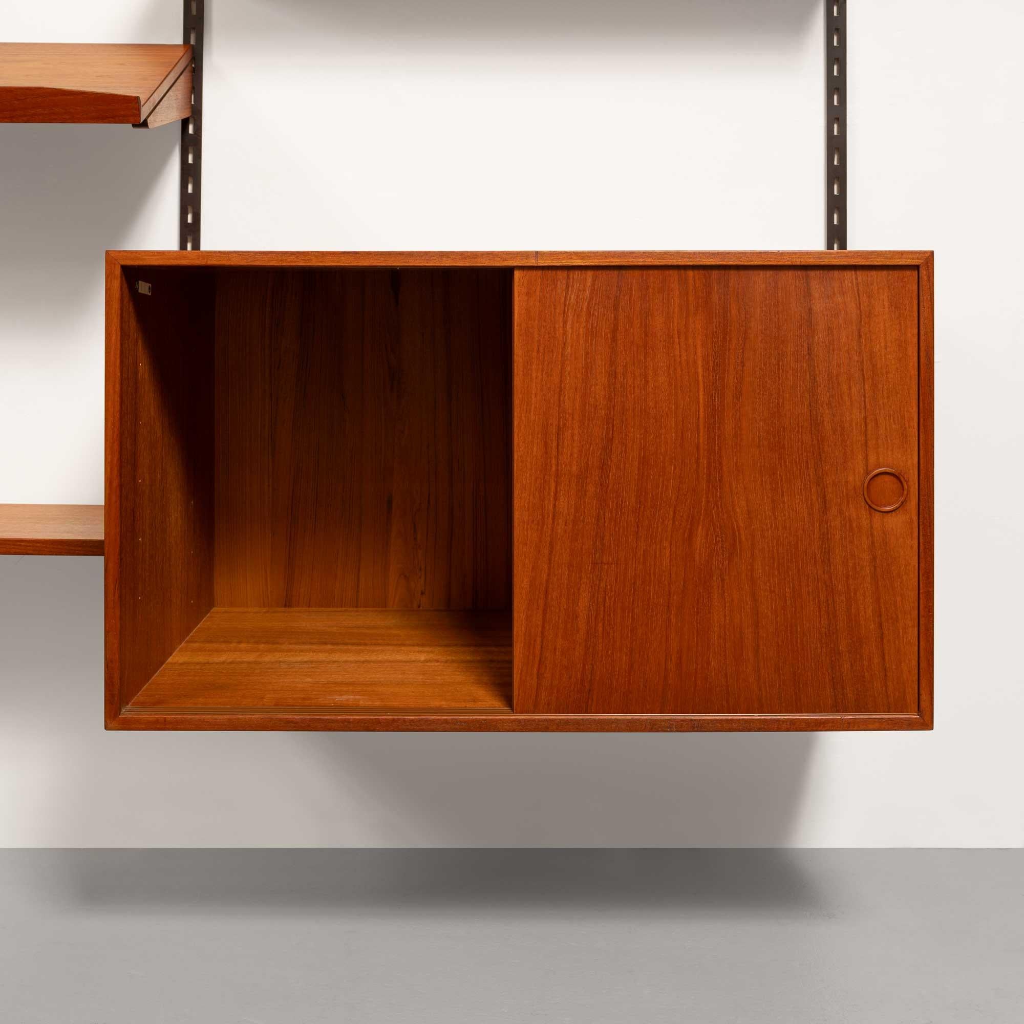Danish Vintage Kai Kristansen Teak Wall System w/Glass Cabinet