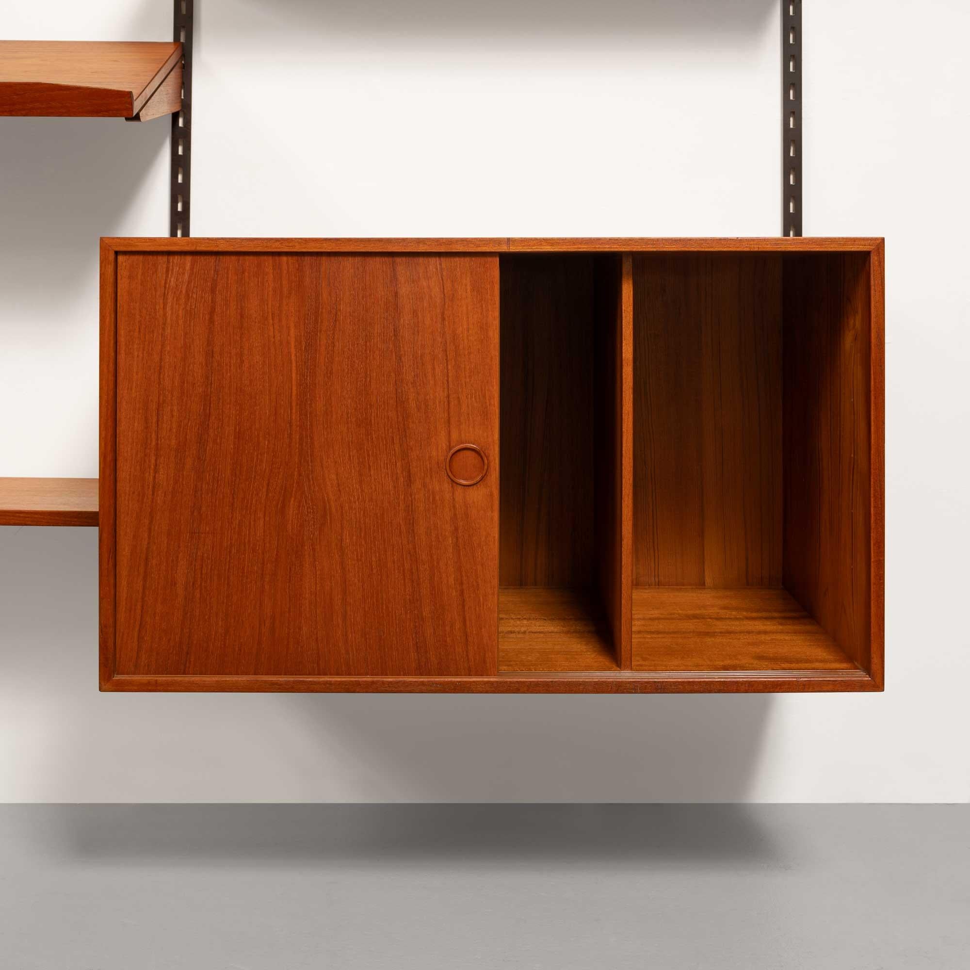 Vintage Kai Kristansen Teak Wall System w/Glass Cabinet In Good Condition In Emeryville, CA