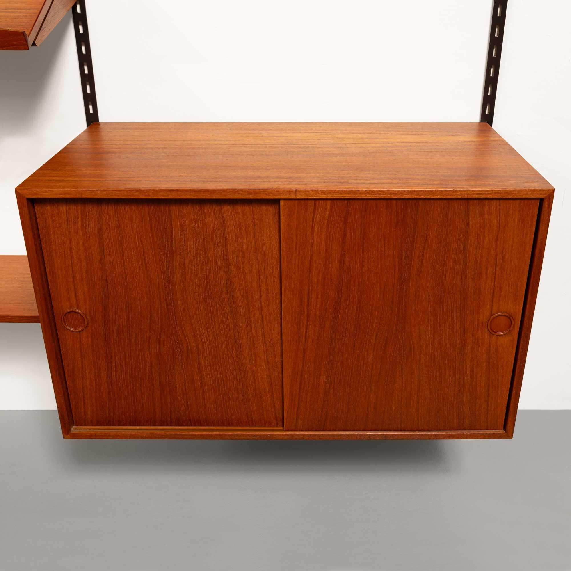 20th Century Vintage Kai Kristansen Teak Wall System w/Glass Cabinet