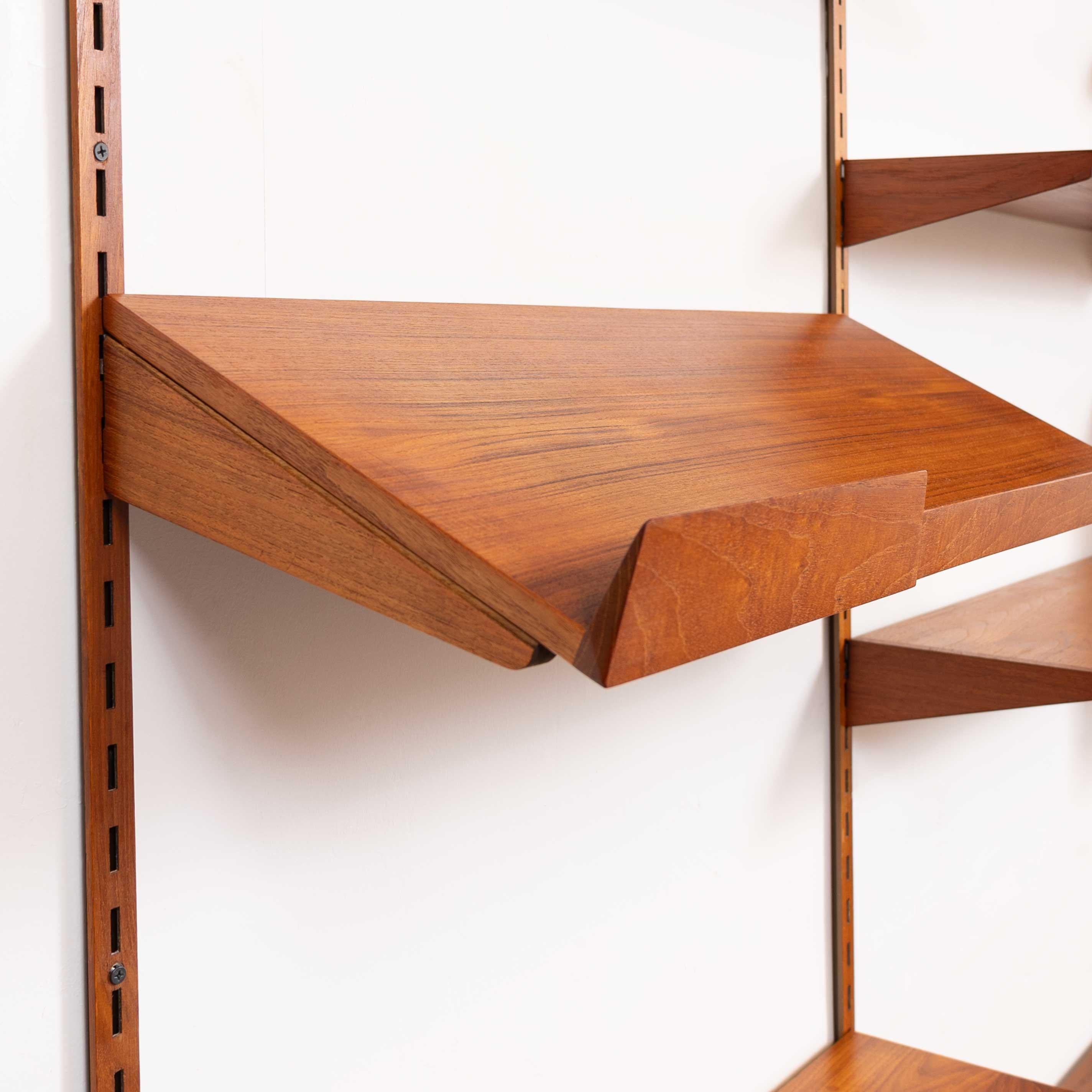 20th Century Vintage Kai Kristiansen  Teak Wall System with Glass Cabinet