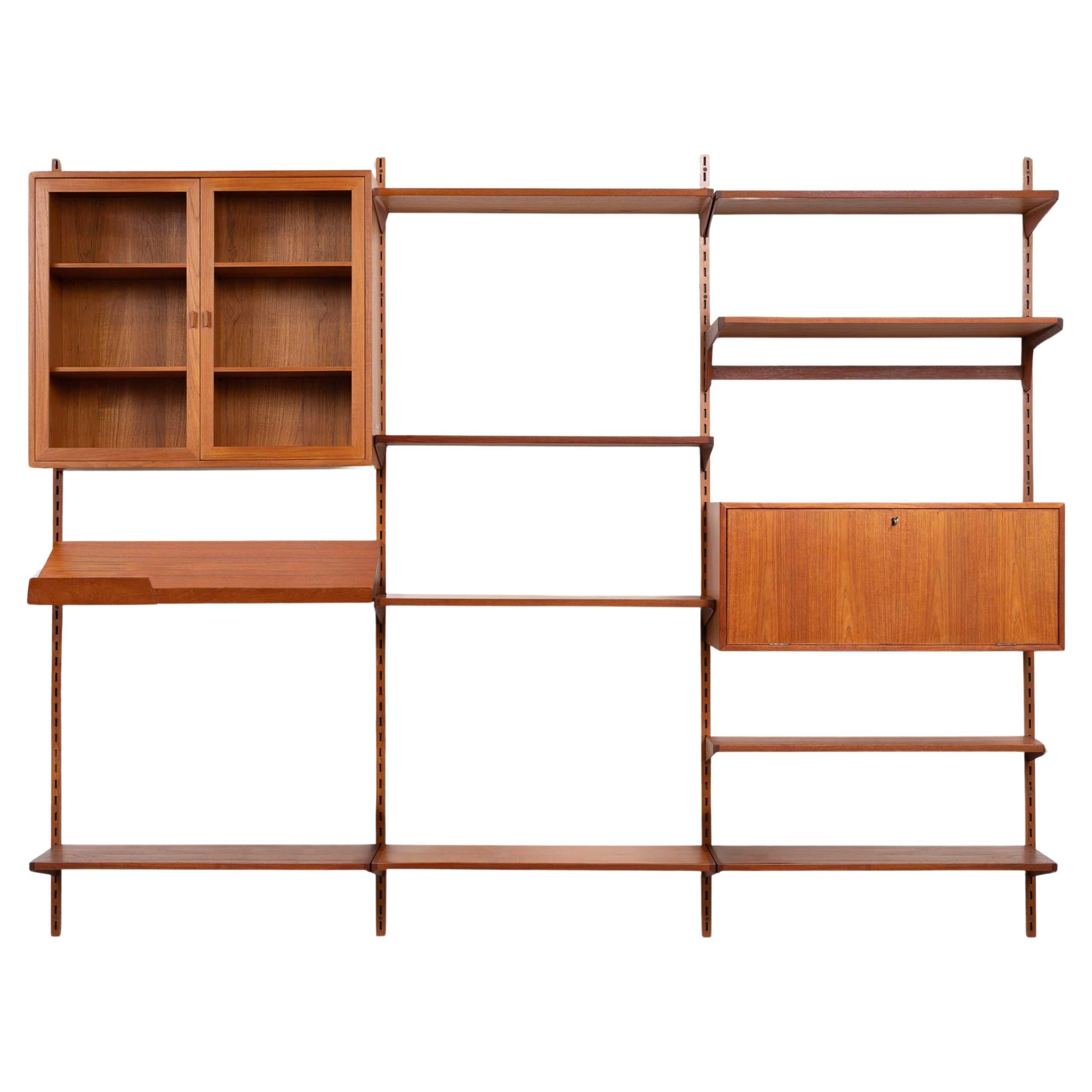 Vintage Kai Kristiansen  Teak Wall System with Glass Cabinet