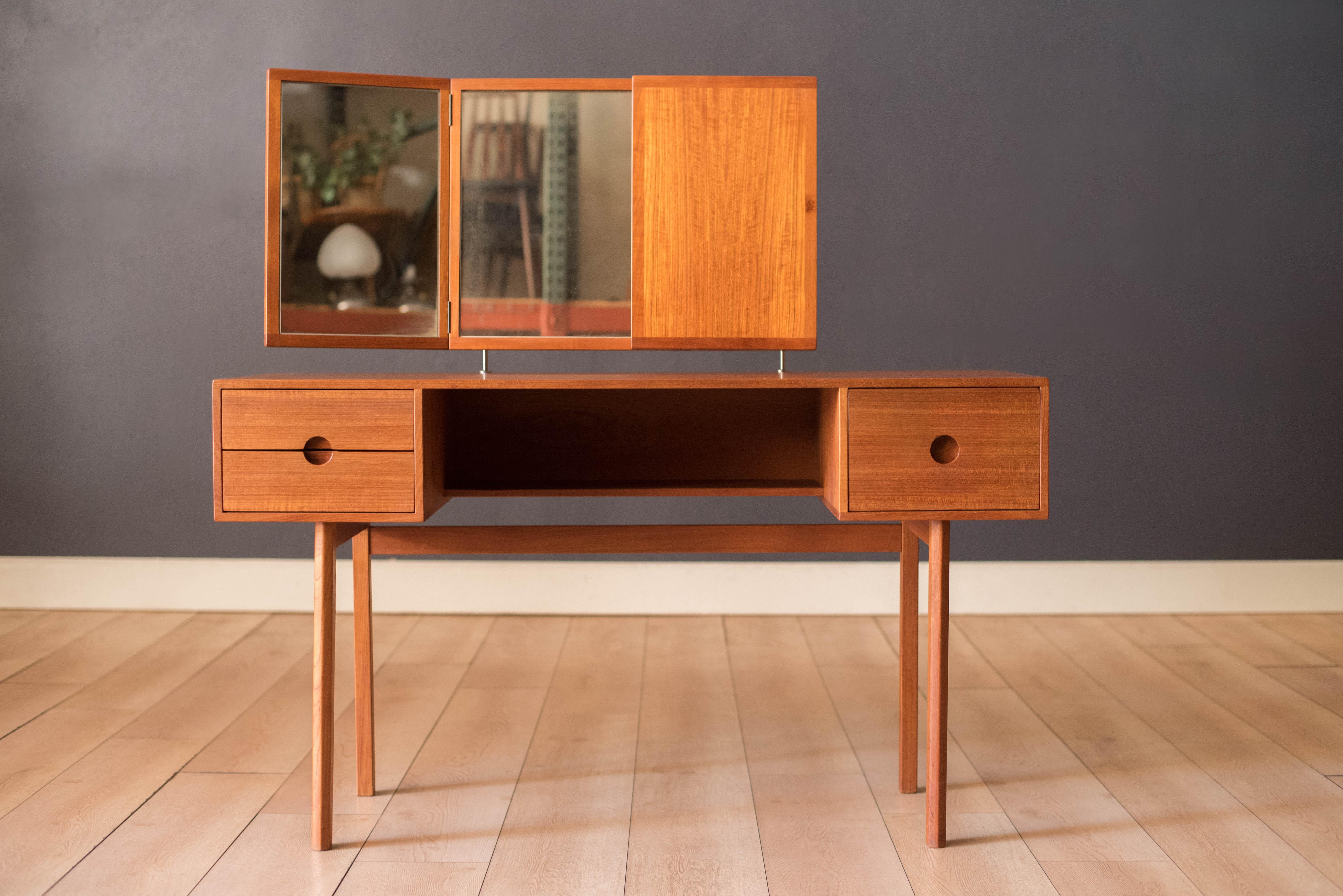Scandinavian Modern Vintage Kai Kristiansen Danish Modern Teak Vanity for Aksel Kjersgaard For Sale