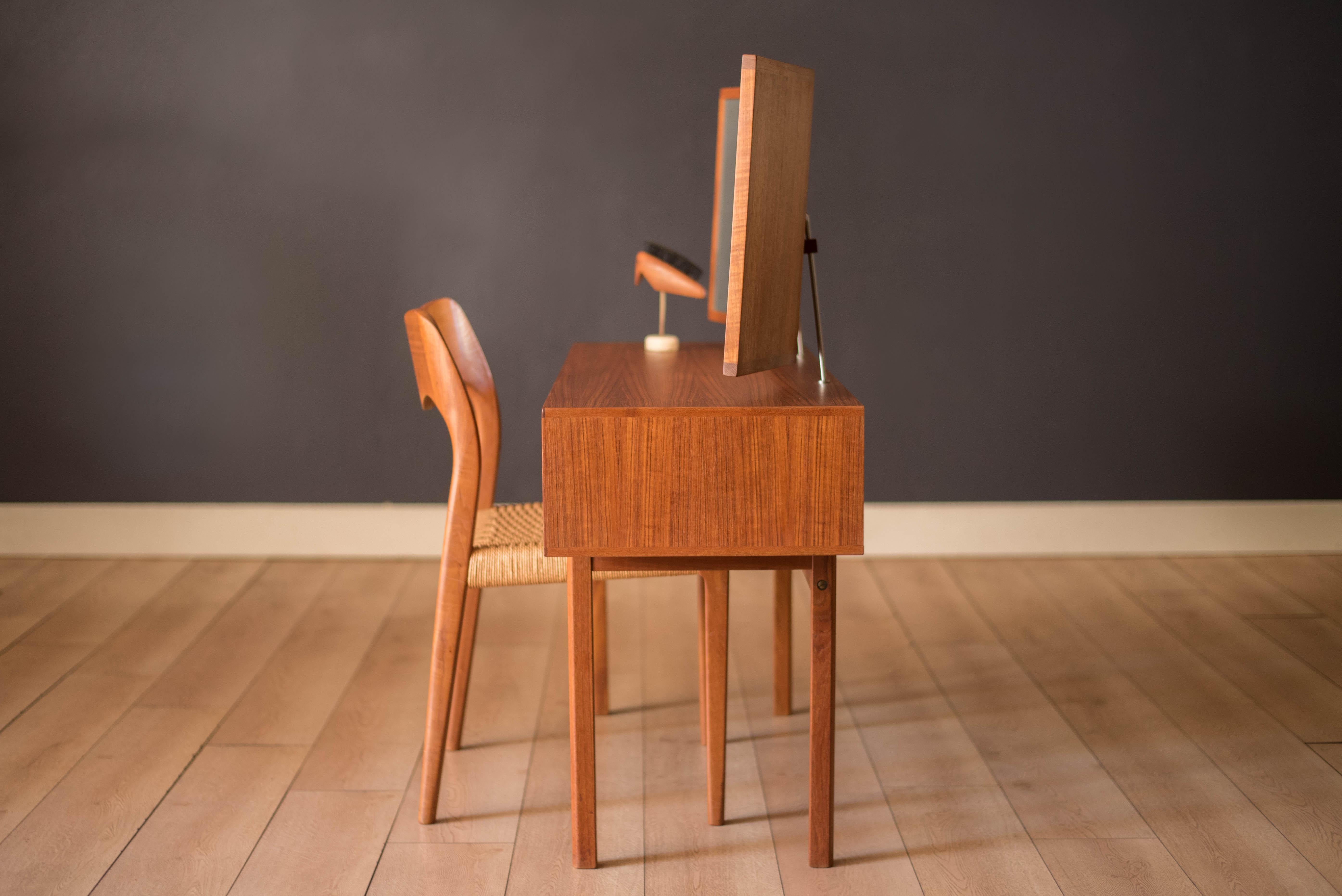 Mid-20th Century Vintage Kai Kristiansen Danish Modern Teak Vanity for Aksel Kjersgaard For Sale